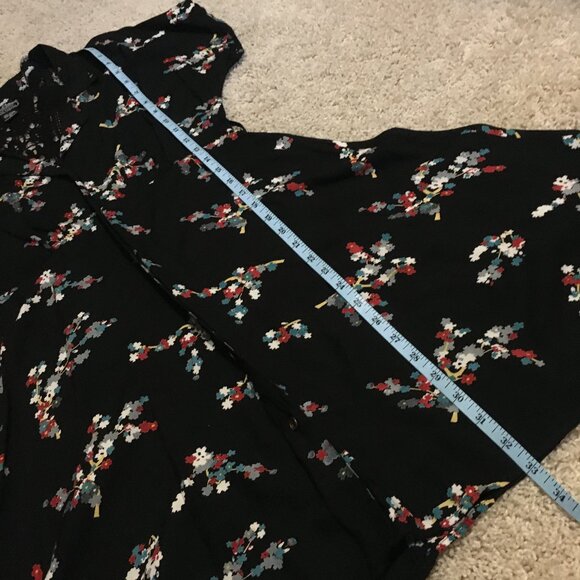 Whimsical Black Crochet Button Down Rayon A-Line Dress - Picture 15 of 16